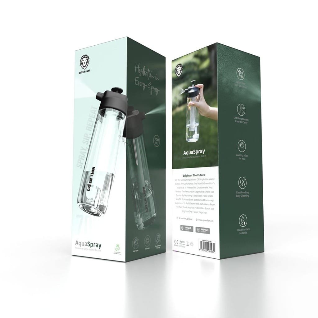 GREEN LION AQUA SPRAY WATER BOTTLE 700 ML BLACK GNSPYWTBTLBK thumbnail 2