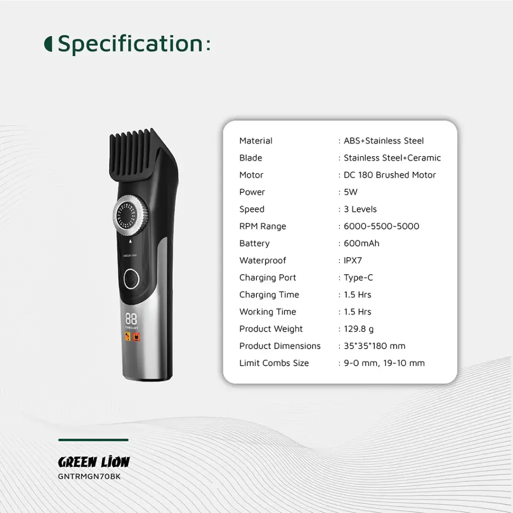 GREEN LION TRIM GEN 70 BODY HAIR TRIMMER BLACK GL-TM41 GNTRMGN70BK thumbnail 2