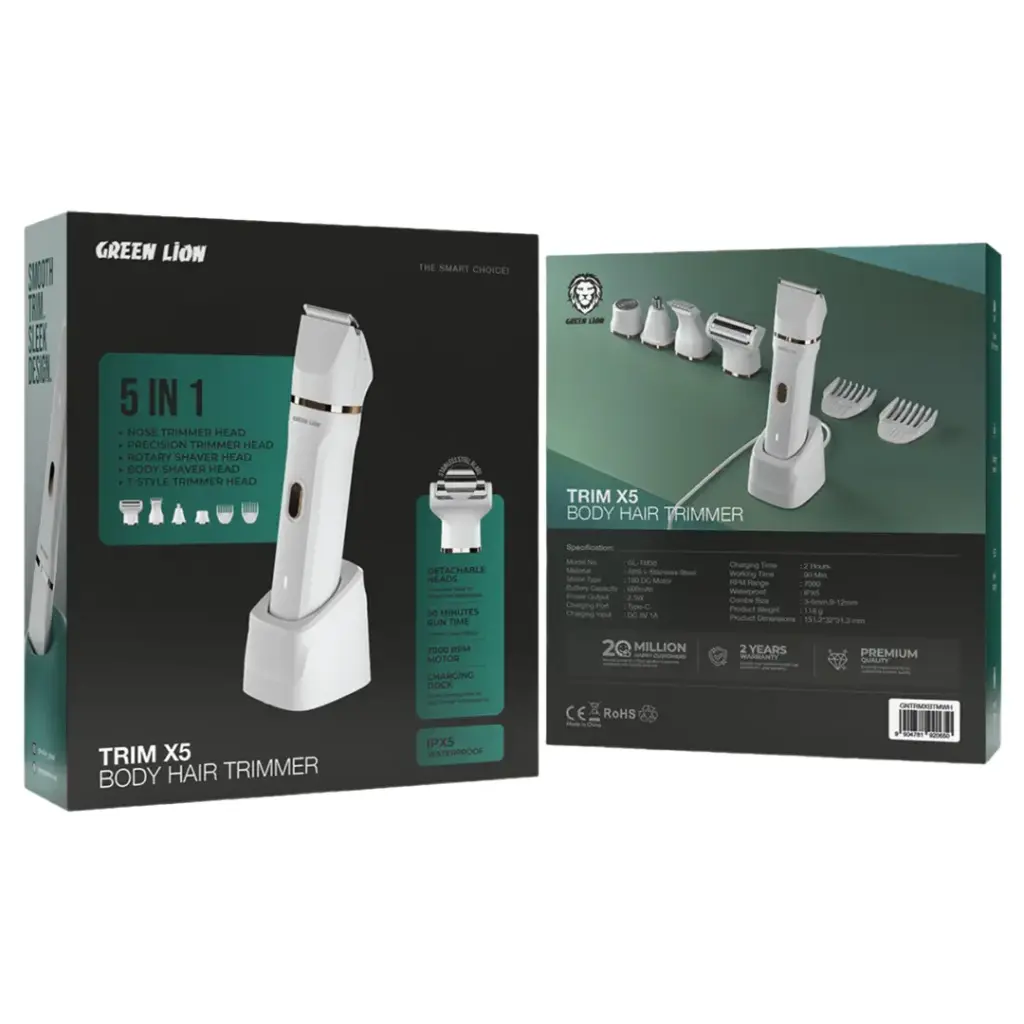 GREEN LION TRIM X5 BODY HAIR TRIMMER WHITE GNTRMXBTMWH thumbnail 2