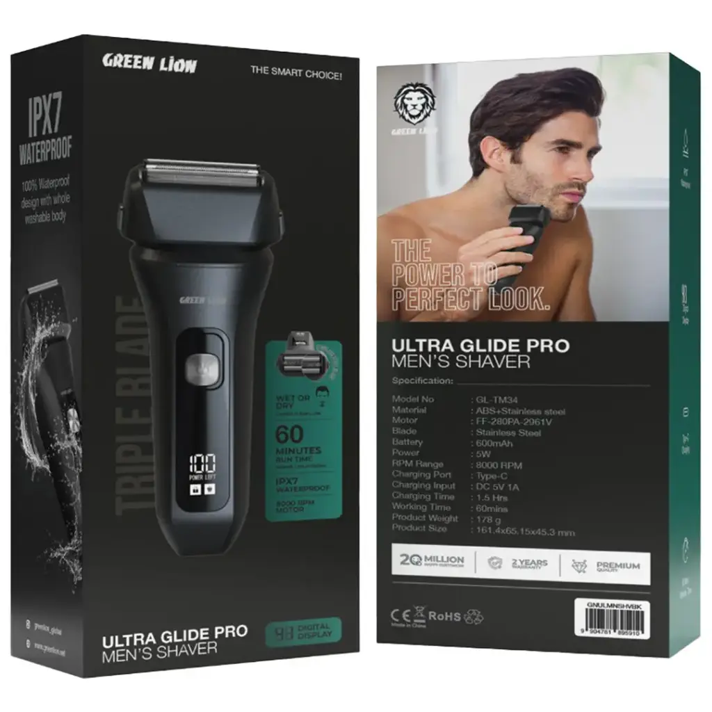 GREEN LION ULTRA GLIDE PRO MENS SHAVER BLACK GNULMNSHVBK thumbnail 2