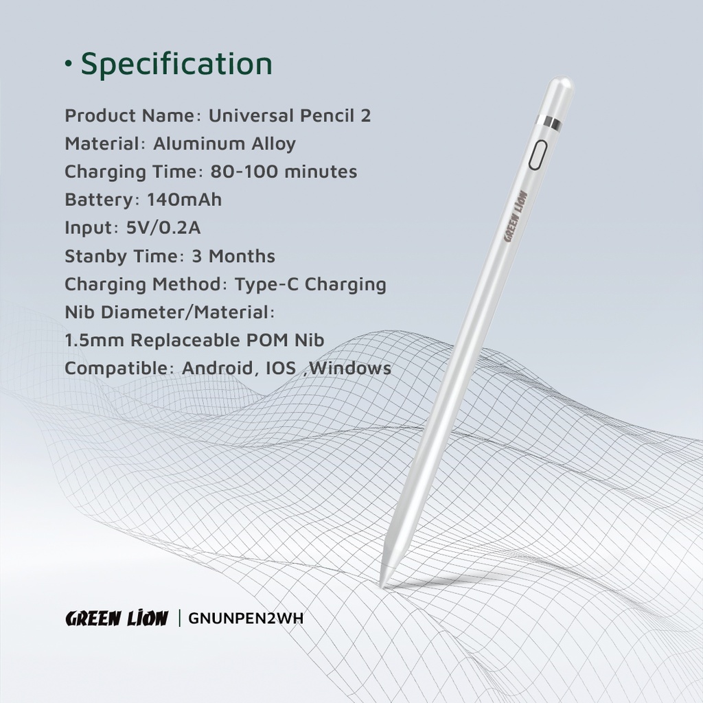 GREEN LION UNIVERSAL PENCIL 2 WHITE GNUNPEN2WH thumbnail 2