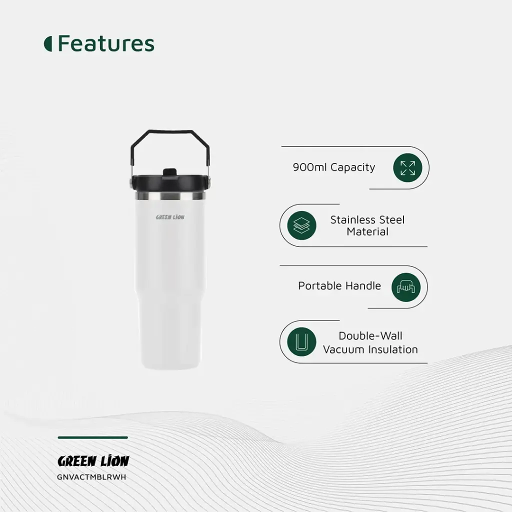 GREEN LION VACUUM TUMBLER 900ML WHITE GNVACTMBLRWH thumbnail 2