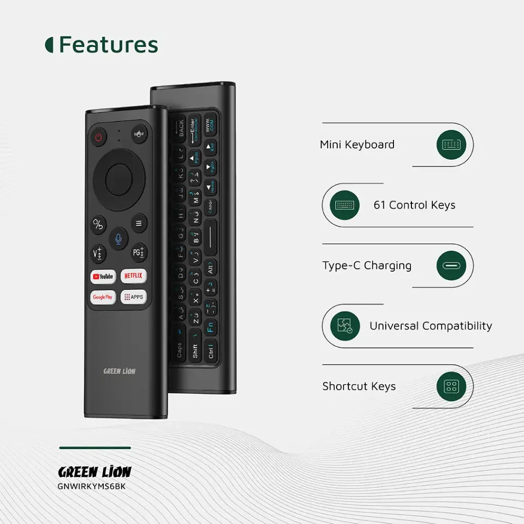 GREEN LION WIRELESS REMOTE PRO WITH KEYBOARD AND MOUSE BLACK GNWIRKYMS6BK thumbnail 4