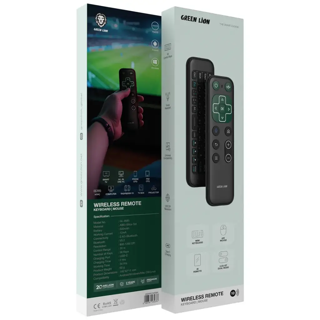 GREEN LION WIRELESS REMOTE WITH KEYBOARD AND MOUSE BLACK GNWIRKYMS5BK thumbnail 3