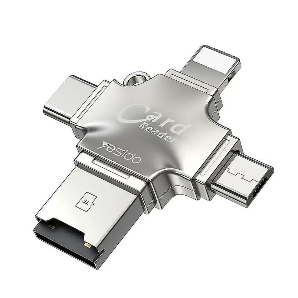 YESIDO CARD READER AND ADAPTER GS13 MISCRO SD USB TYPE C LIGHTNING MICRO USB SILVER GS13