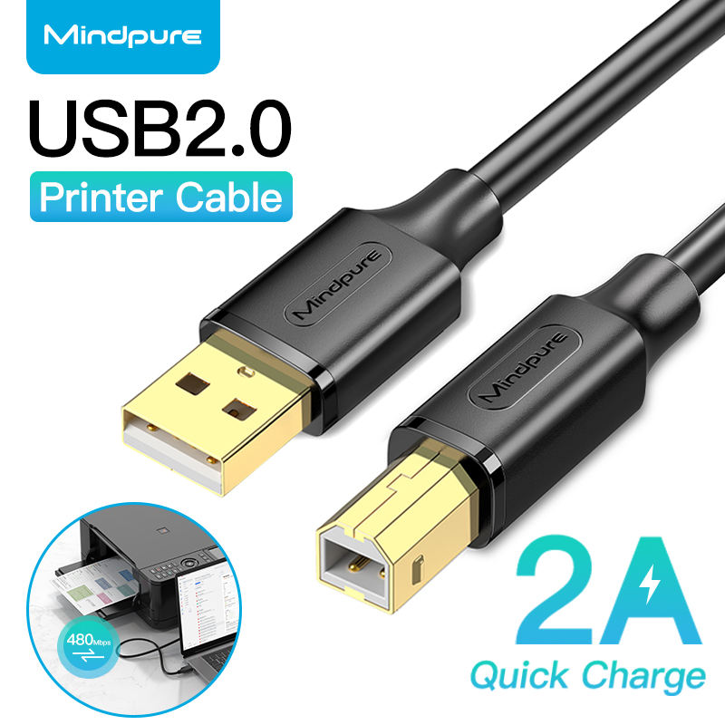 MINDPURE USB CABLE 2.0 AM/BM GOLD PLATED HEADER 2M BLACK LX10121 thumbnail 2
