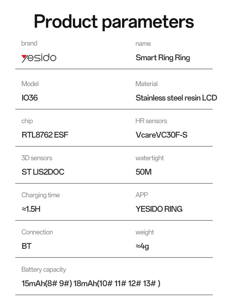 YESIDO SMART RING SIZE 10 WITH DIGITAL DISPLAY IO36 thumbnail 4