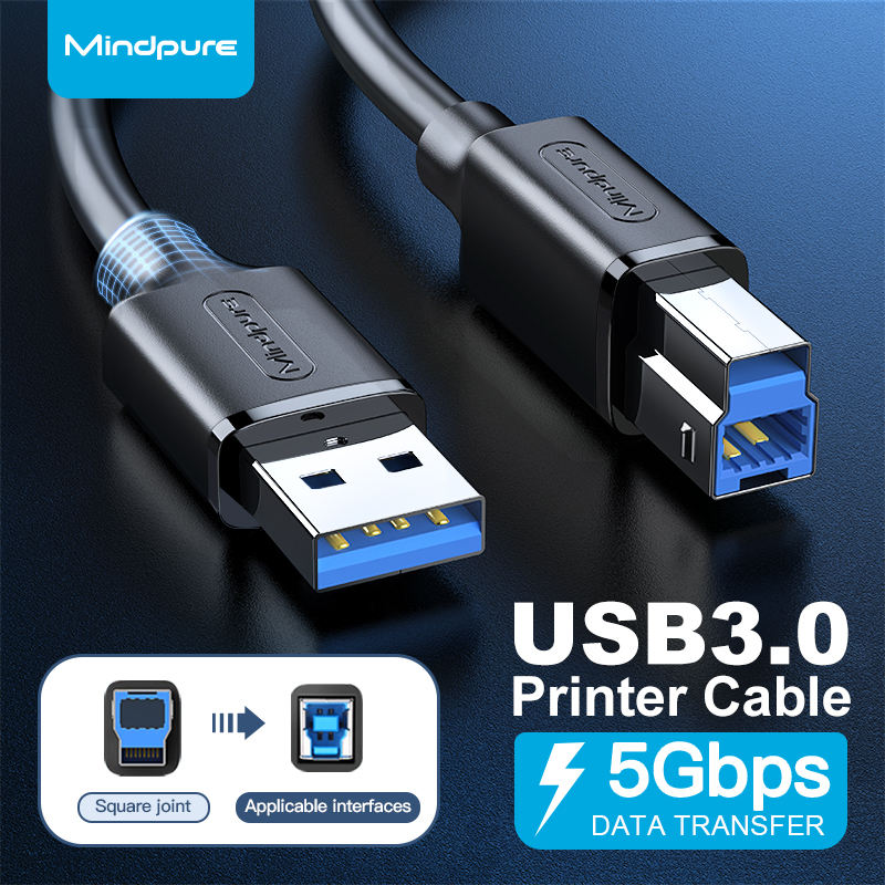 MINDPURE USB CABLE 2.0 AM/BM GOLD PLATED HEADER 2M BLACK LX10121 thumbnail 3