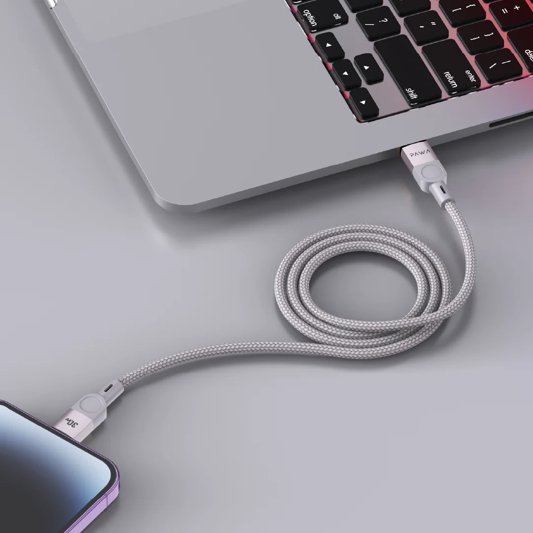 PAWA LEVIN MAGNETIC BRAIDED USB C TO LIGHTNING 30W CABLE 1M GREY TITANIUM PW-12BDM252-GYTT thumbnail 2