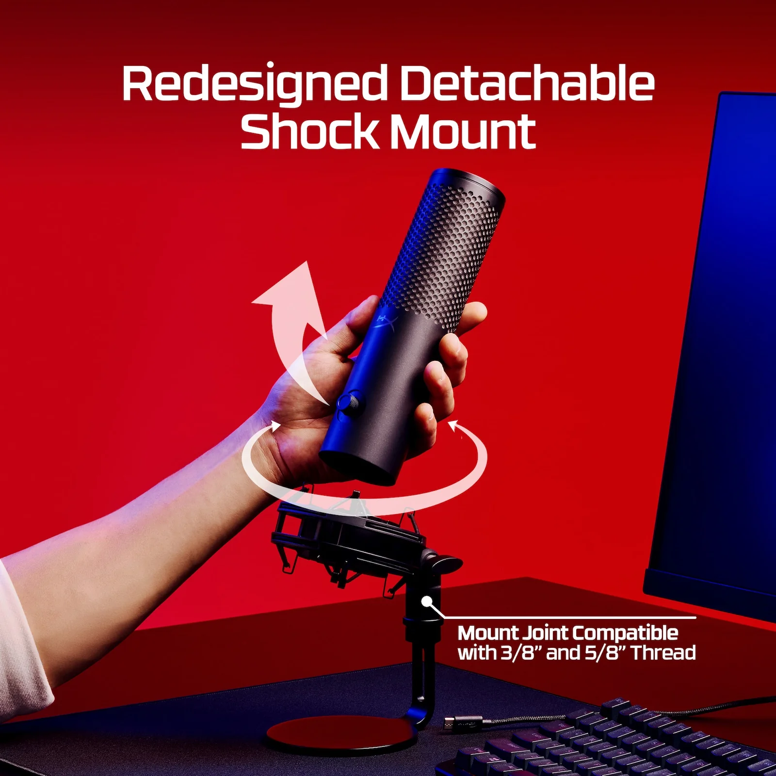 HYPERX QUADCAST 2S USB MICROPHONE WITH RGB LIGHTNING BLACK 9A273AA thumbnail 6