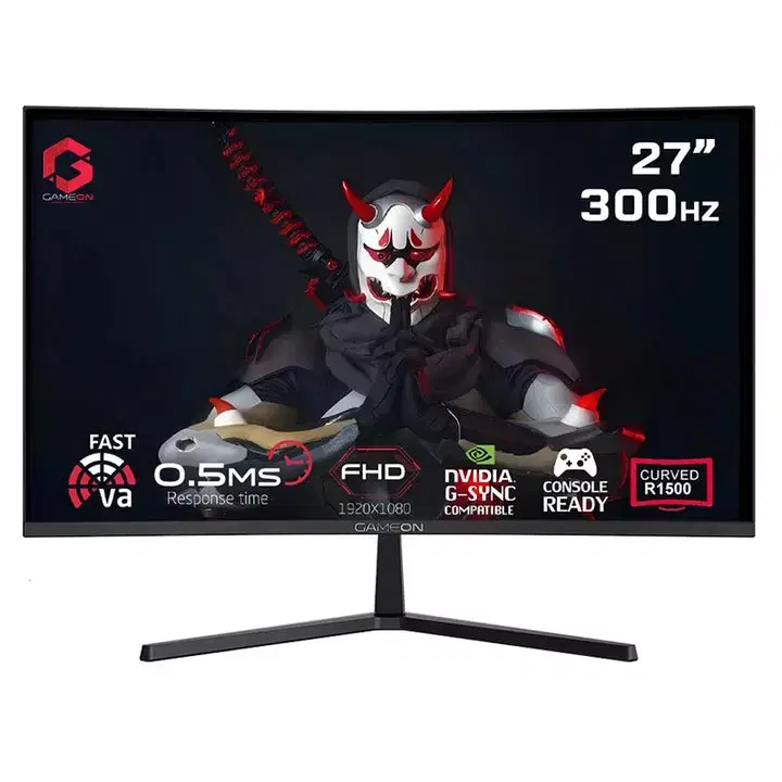 GAMEON 27 INCH ULTRA FAST 300HZ 0.5MS VA PANEL CURVED GAMING MONITOR BLACK GOC27F300