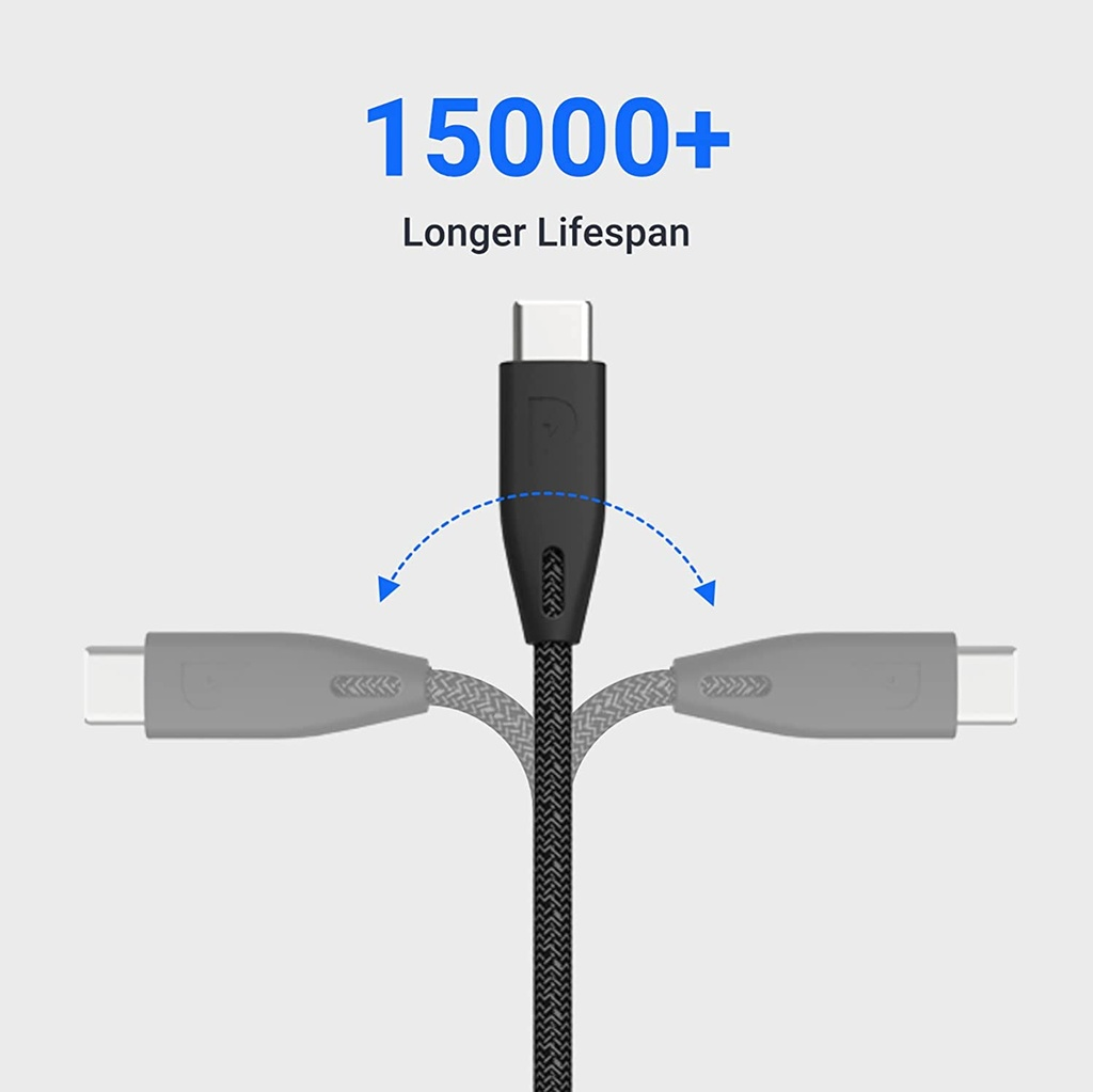 POWEROLOGY BRAIDED USB C TO USB C CHARGING CABLE 100W 2M BLACK PBCC2BK thumbnail 3