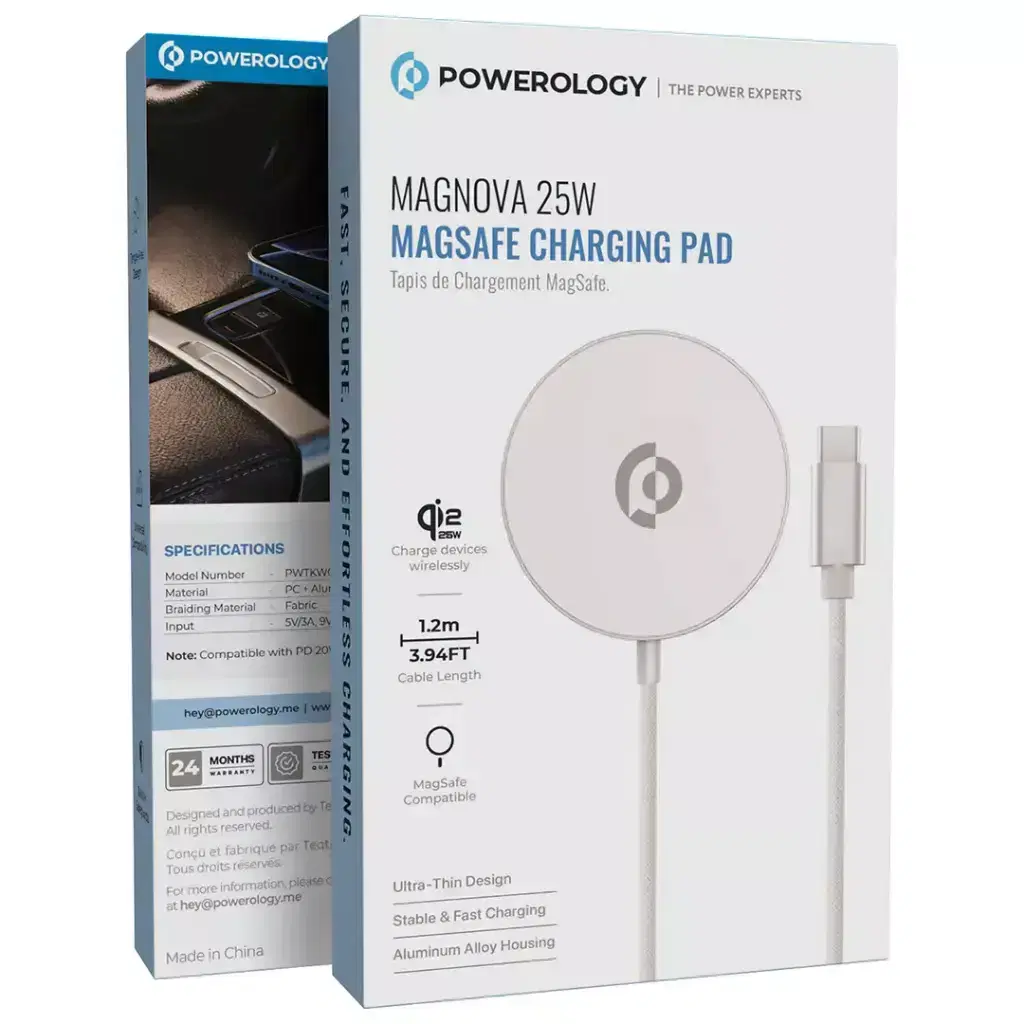 POWEROLOGY MAGNOVA 25W MAGSAFE CHARGING PAD SILVER PWTKWC068SL thumbnail 4