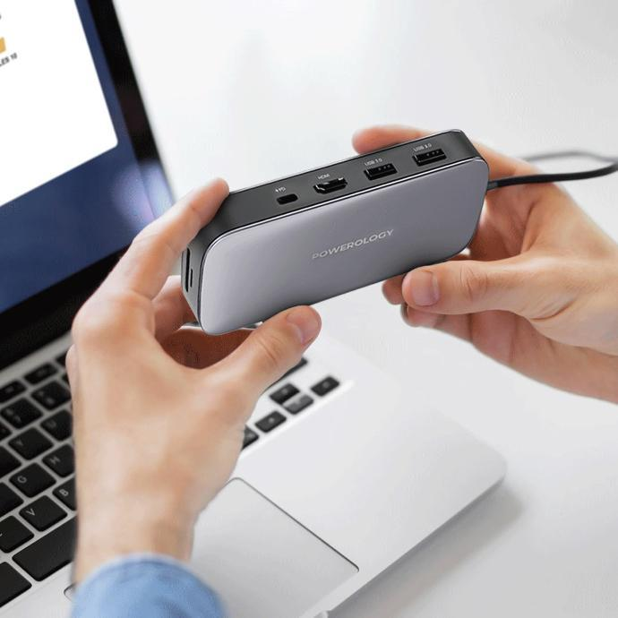 POWEROLOGY 512GB USB C AND SSD DRIVE ALL IN ONE CONNECTIVITY AND STORAGE 100W PWDSHB512 thumbnail 2