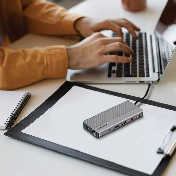 POWEROLOGY 13 IN 1 USB C HUB 4K HDMI TO TYPE C 100W ETHERNET USB SD MICRO SD AUX thumbnail 2