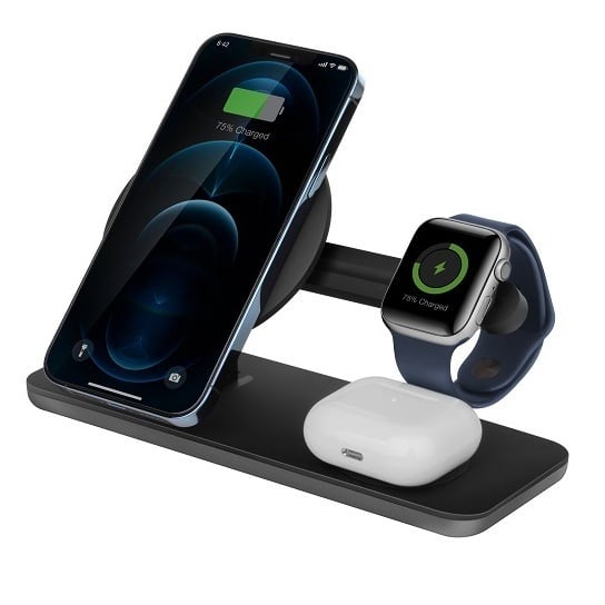 ENERGEA MAGDISC TRIO 3-IN-1 MAGNETIC WIRELESS FAST CHARGING PAD (BLACK)