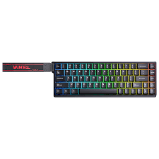 AULA 68 KEYS RGB 65% WIRED MECHANICAL GAMING KEYBOARD GRAY WOOD MAGNETIC SWITCH BLACK