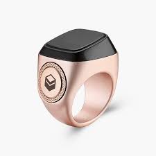 ZIKR RING i QIBLA TASBIH METAL RING 18MM GOLD M02