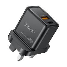 YESIDO 30W GAN USB-A AND USB-C FAST CHARGER BLACK YC83