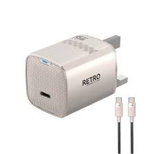 PAWA RETRO 45W WITH TYPE C PORT UK PLUG WITH TYPE C TO TYPE C CABLE TITANIUM PW-TCR45UKT-TT
