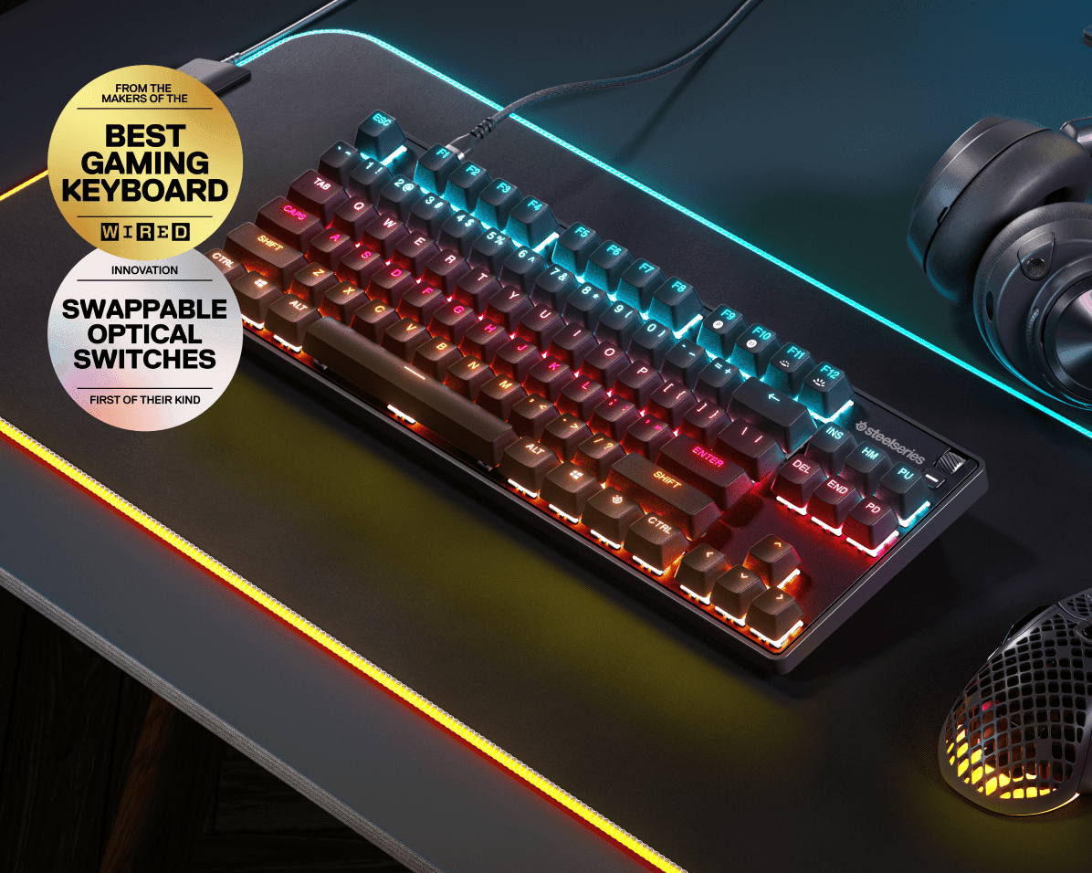SteelSeries Apex 9 TKL Gaming Keyboard Black (64847) - Mechanical Switches, RGB Illumination, Customizable Keys thumbnail 2