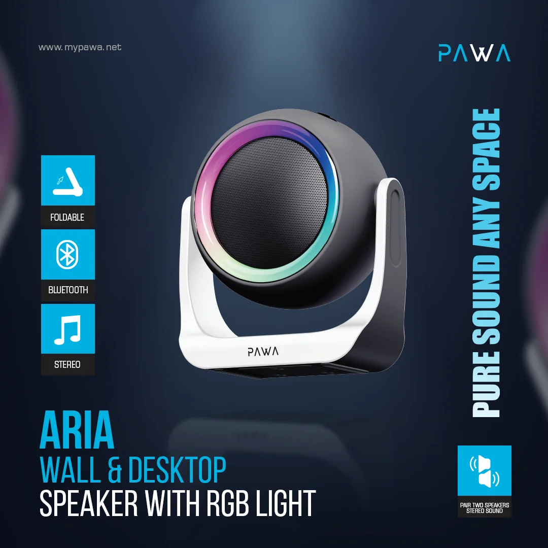 PAWA ARIA WALL AND DESKTOP SPEAKER WITH RGB LIGHT BLACK PW-SPWLTW55-BK thumbnail 5