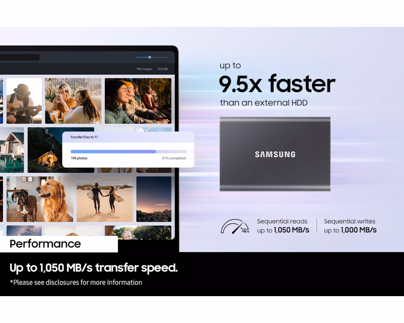 SAMSUNG PORTABLE SSD T7 1TB MU-PC1T0T GREY thumbnail 3