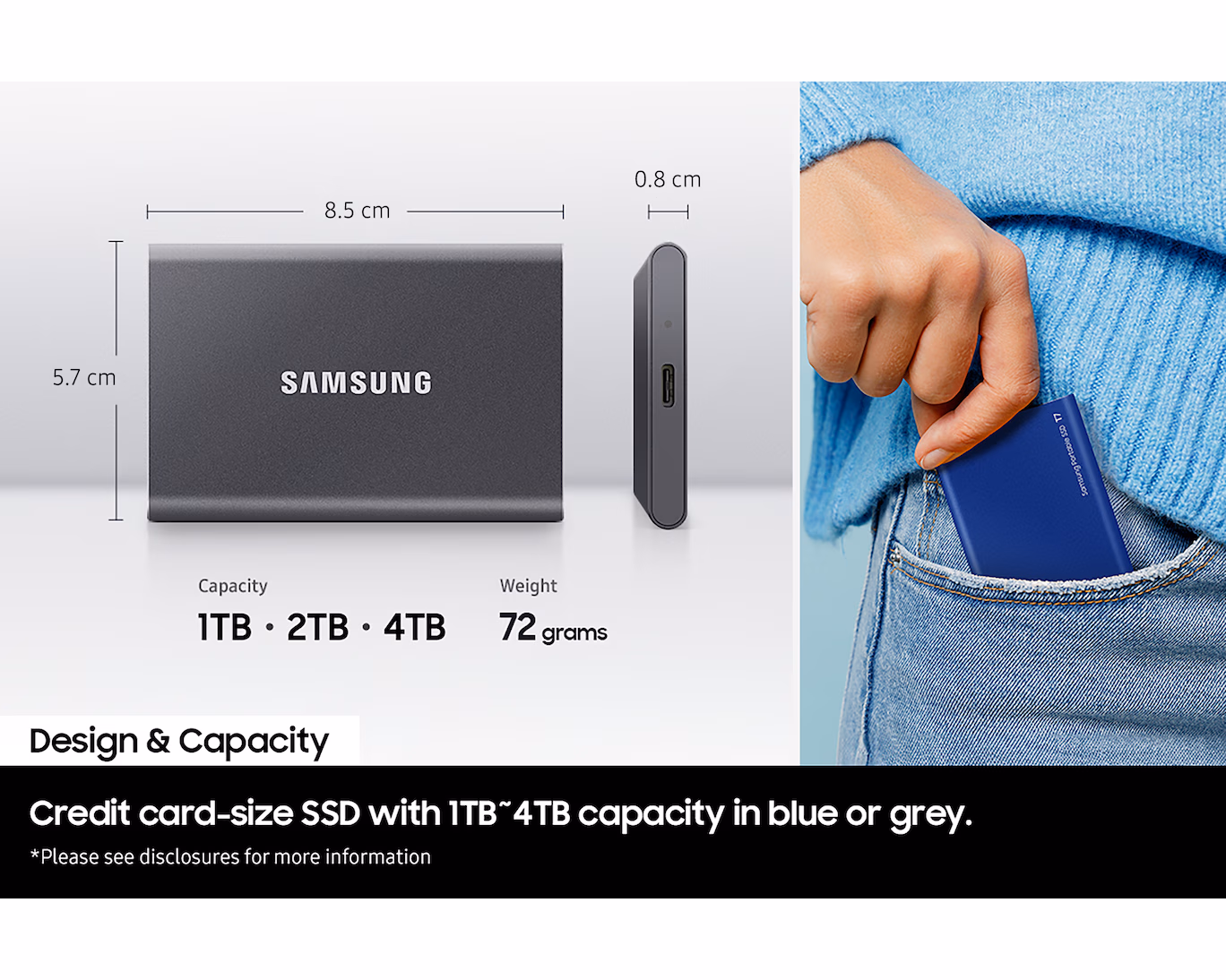 SAMSUNG PORTABLE SSD T7 1TB MU-PC1T0T GREY thumbnail 4