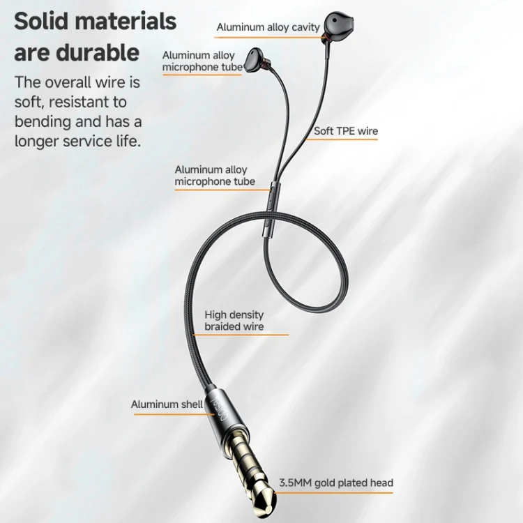 YESIDO ALUMINIUM ALLOY 3.5MM JACK WIRED EARPHONE BLACK YH47 thumbnail 8