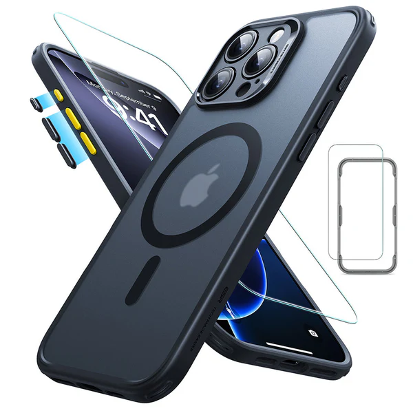 ESR IPHONE 16 PRO CLASSIC SERIES PRO CASE HALOLOCK MAGSAFE CASE WITH SCREEN PROTECTOR FROSTED BLACK thumbnail 6