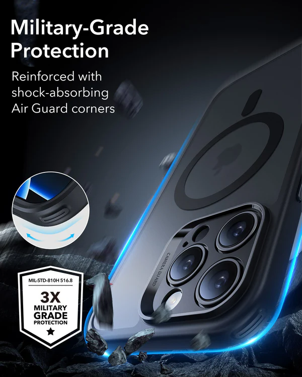 ESR IPHONE 16 PRO CLASSIC SERIES PRO CASE HALOLOCK MAGSAFE CASE WITH SCREEN PROTECTOR FROSTED BLACK thumbnail 3