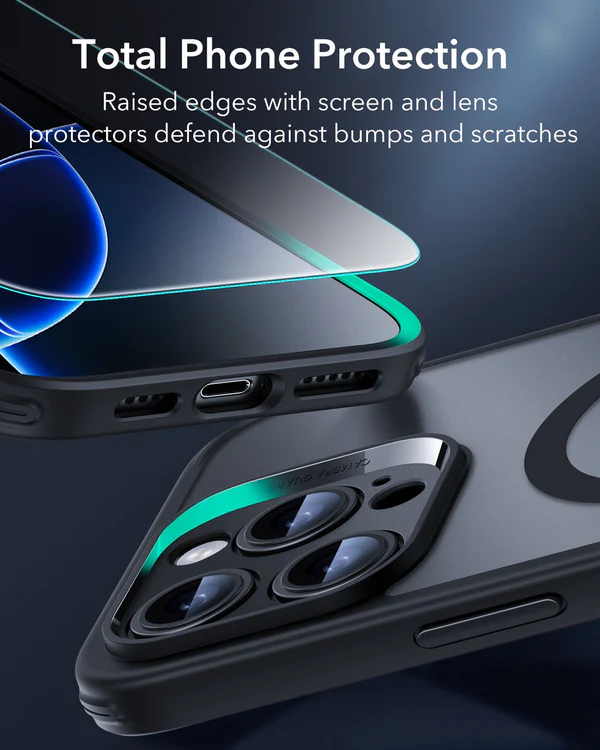 ESR IPHONE 16 PRO CLASSIC SERIES PRO CASE HALOLOCK MAGSAFE CASE WITH SCREEN PROTECTOR FROSTED BLACK thumbnail 2