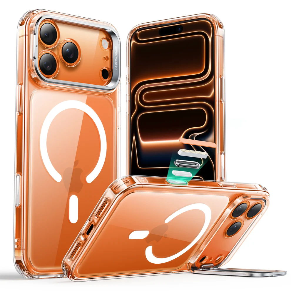 ESR CLASSIC HYBRID MAGNETIC CASE CAM CONTROL STASH STAND COMPATIBLE WITH IPHONE 17 PRO MAX CLEAR