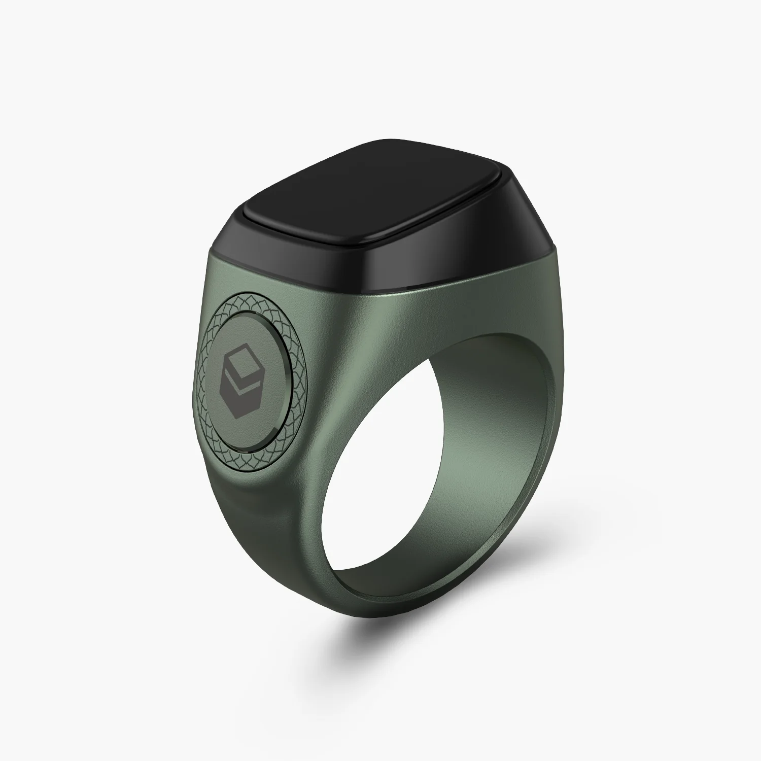 ZIKR RING i QIBLA TASBIH METAL RING 18MM DARK GREEN M02