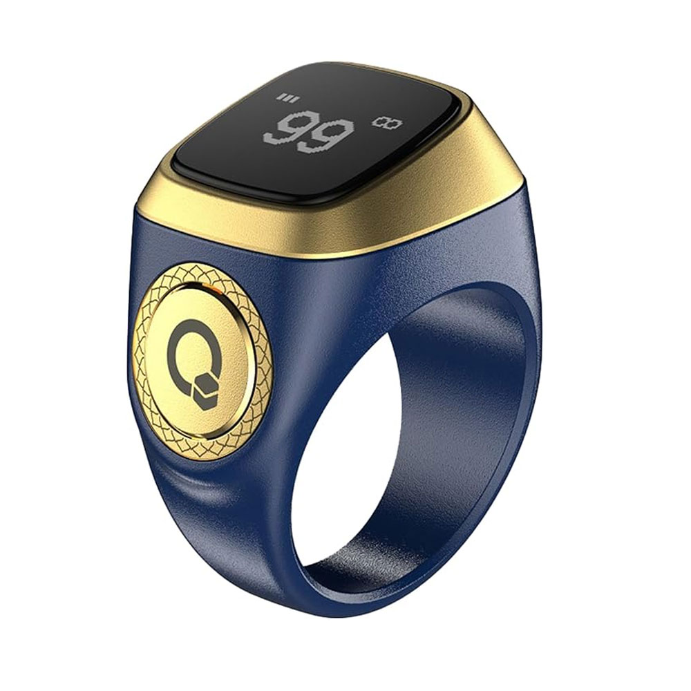 ZIKR RING i QIBLA TASBIH PLASTIC RING 20MM BLUE E01
