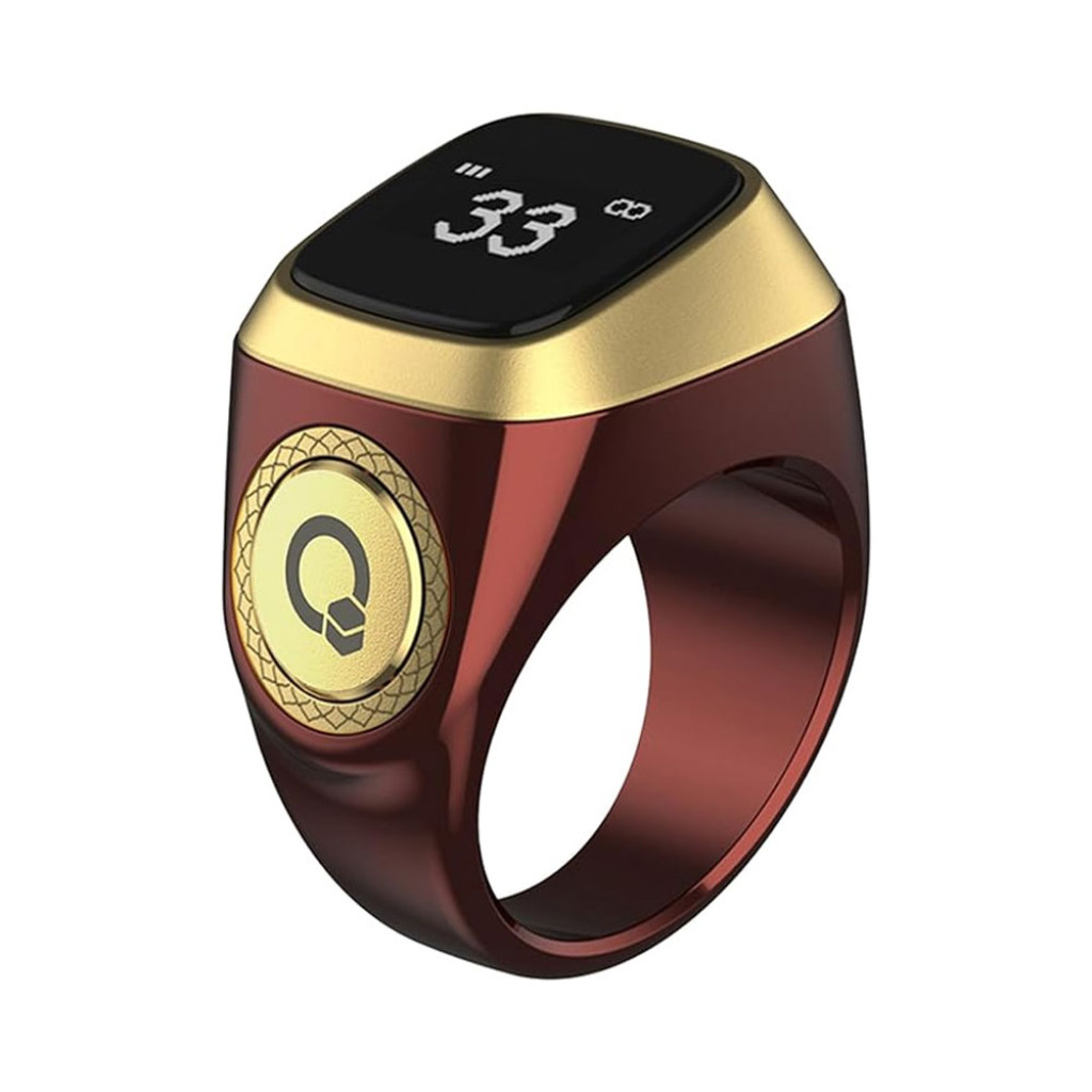 ZIKR RING i QIBLA TASBIH PLASTIC RING 18MM BROWN E01