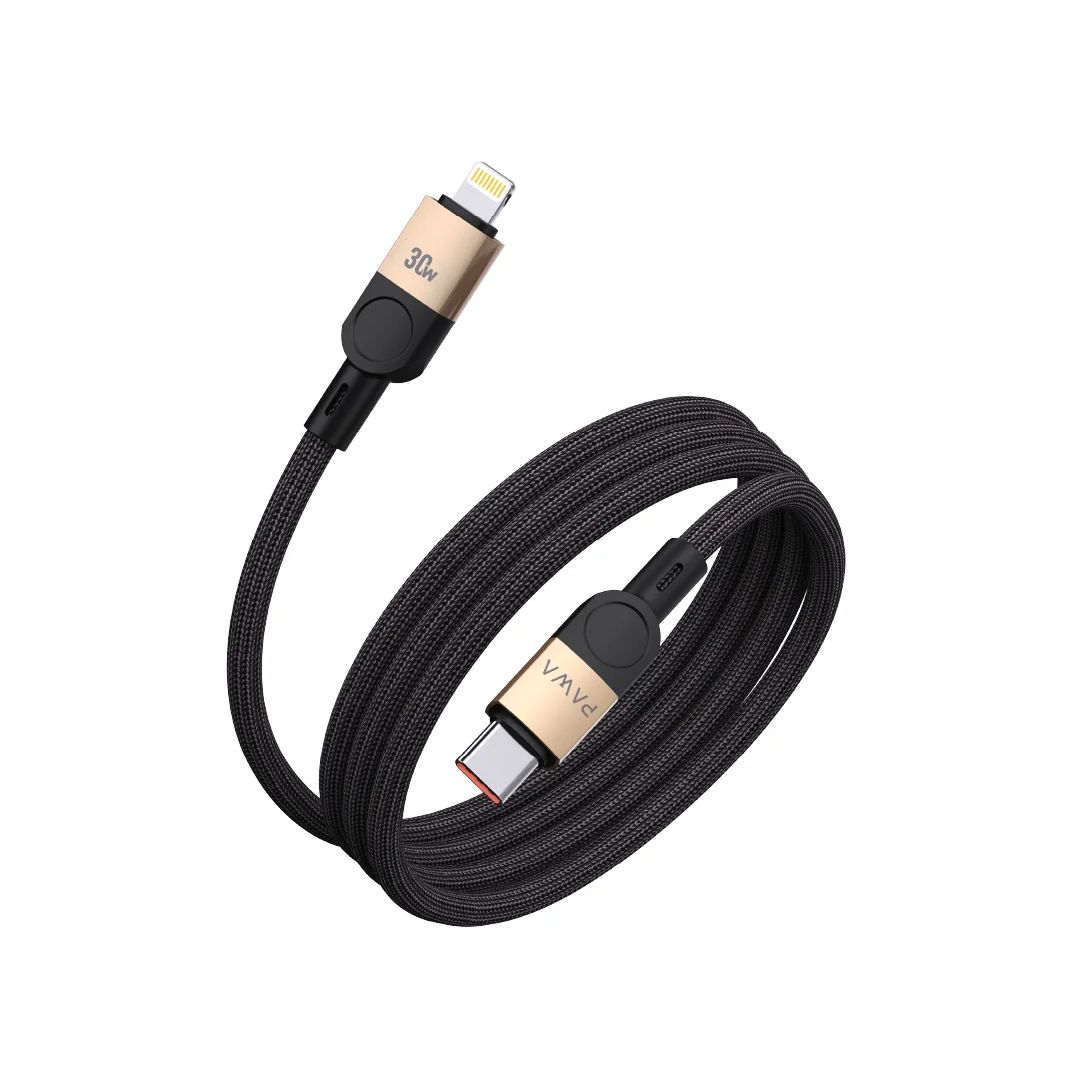 PAWA LEVIN MAGNETIC BRAIDED USB C TO LIGHTNING 30W CABLE 1M DESERT BLACK PW-12BDM252-DTBK