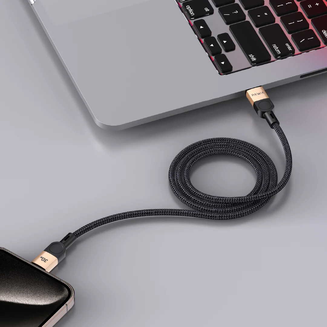 PAWA LEVIN MAGNETIC BRAIDED USB C TO LIGHTNING 30W CABLE 1M DESERT BLACK PW-12BDM252-DTBK thumbnail 2