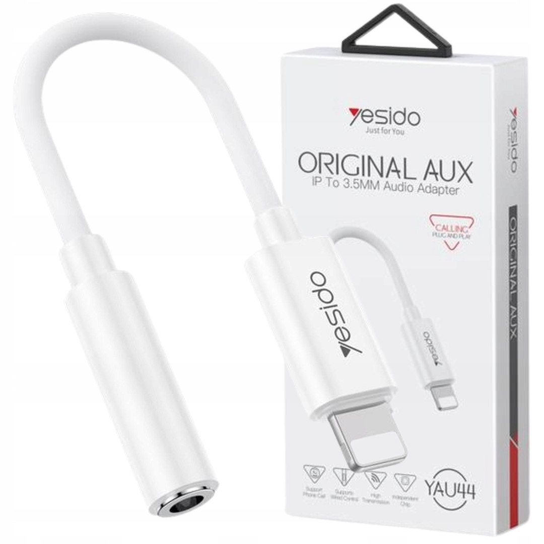 YESIDO LIGHTNING TO 3.5MM FEMALE AUX AUDIO CABLE 30CM WHITE YAU44 thumbnail 3