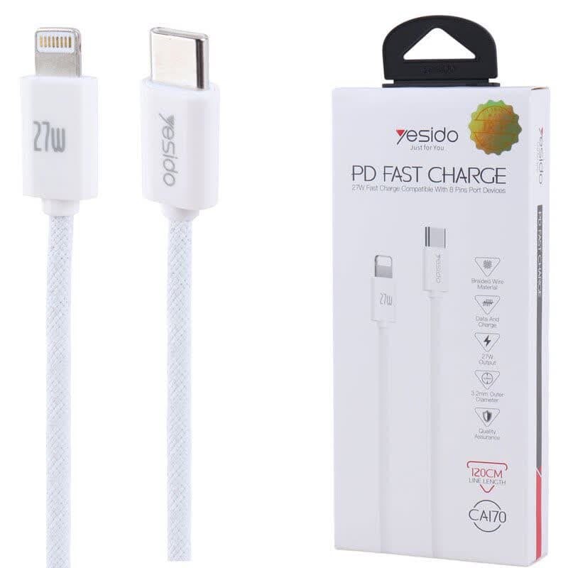 YESIDO USB-C TO LIGHTNING 27W CABLE 1.2M WHITE CA170