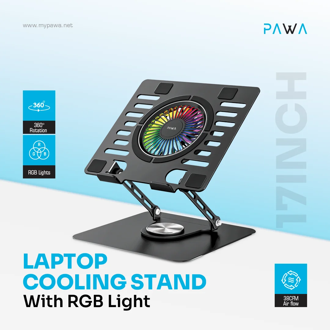 PAWA LAPTOP COOLING FAN WITH RGB LIGHT BLACK PW-MBSTRGB6-BK thumbnail 4