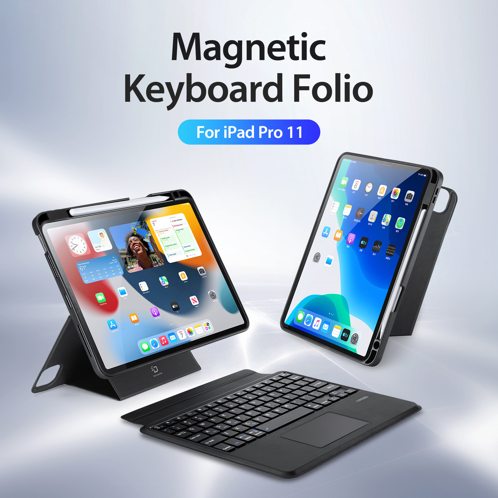 DUXDUCIS IPAD AIR 6 IPAD AIR 4/5/PRO 11 MAGNETIC FOLIO KEYBOARD BLACK ALBYBG-002 thumbnail 3