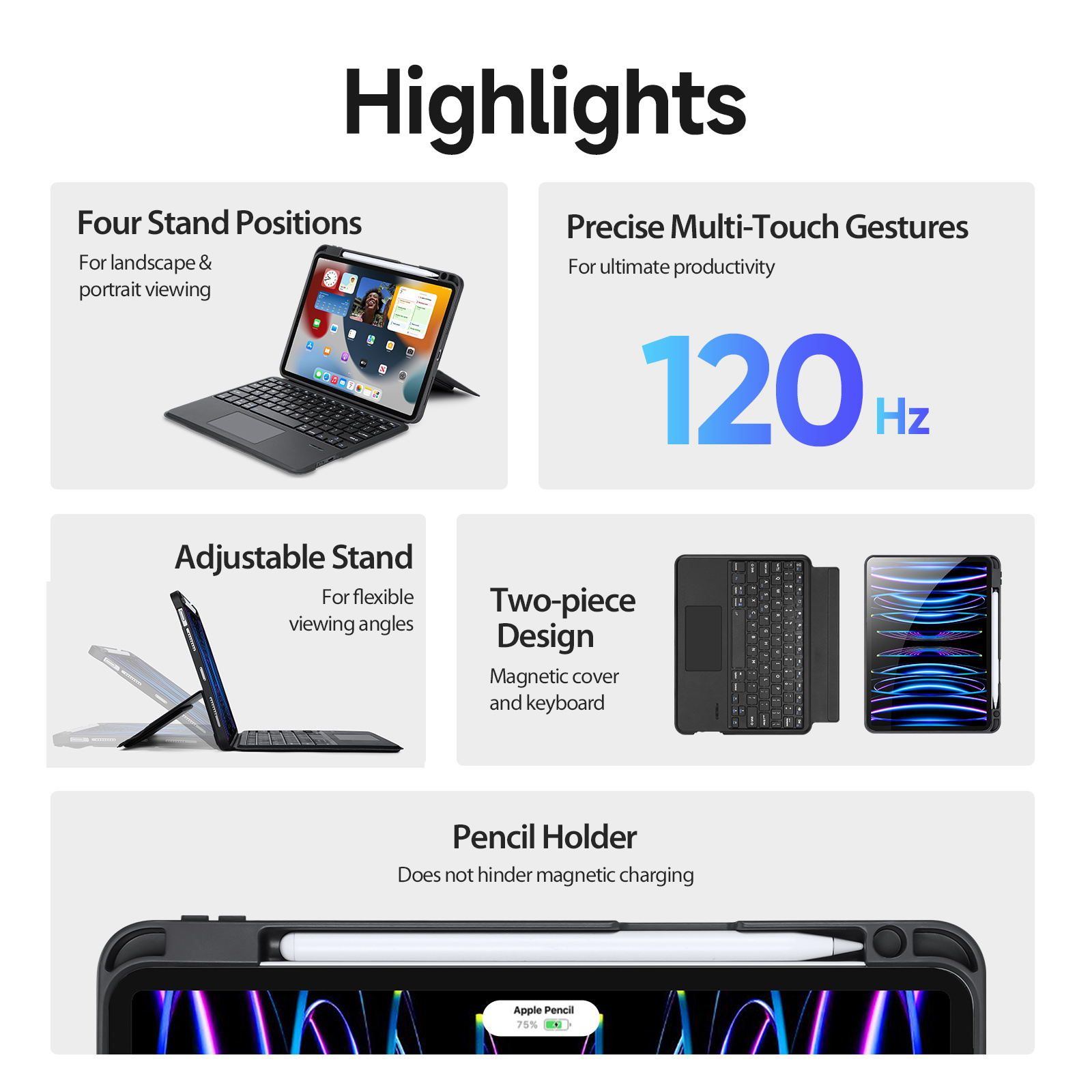 DUXDUCIS IPAD AIR 6 IPAD AIR 4/5/PRO 11 MAGNETIC FOLIO KEYBOARD BLACK ALBYBG-002 thumbnail 4