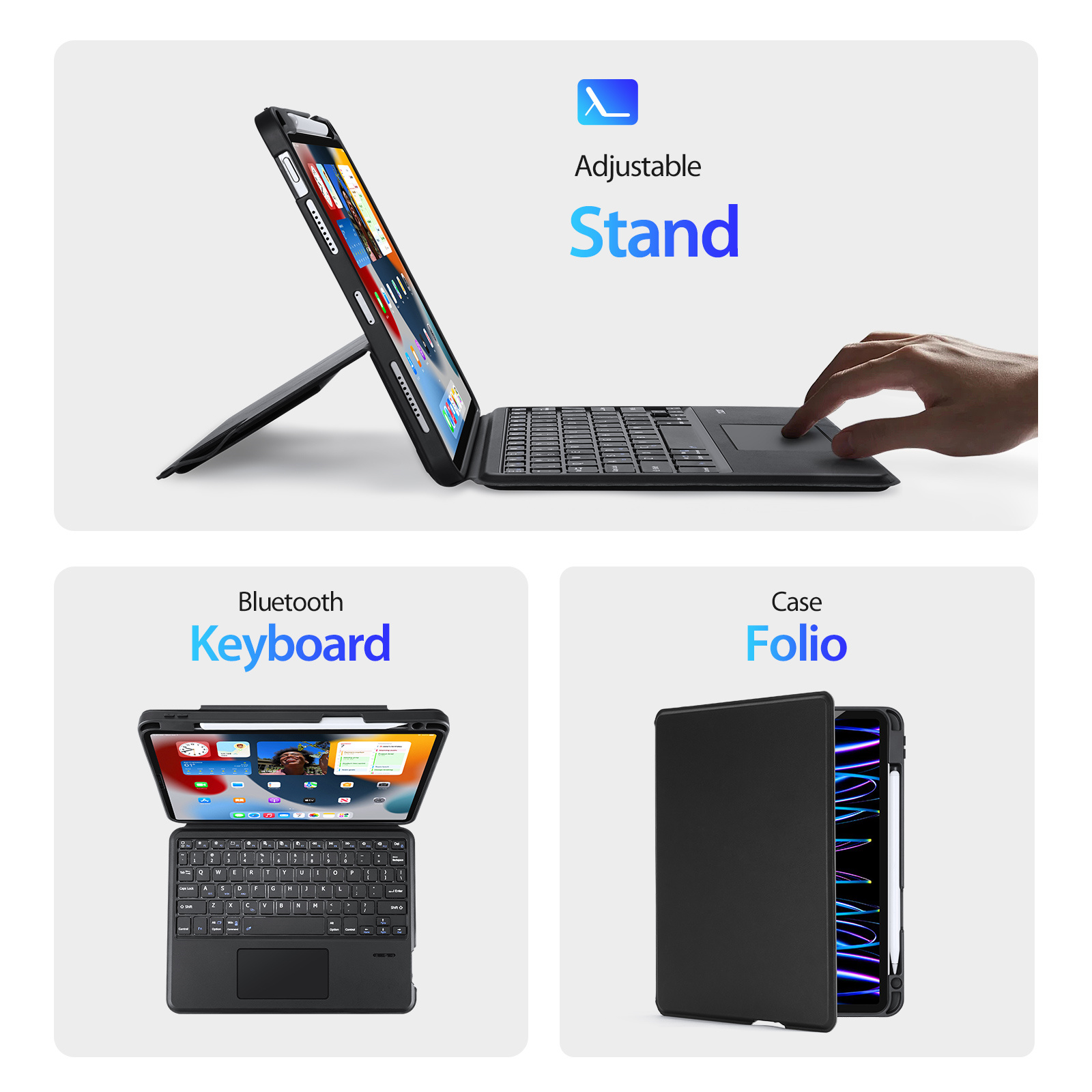 DUXDUCIS IPAD AIR 6 IPAD AIR 4/5/PRO 11 MAGNETIC FOLIO KEYBOARD BLACK ALBYBG-002 thumbnail 5