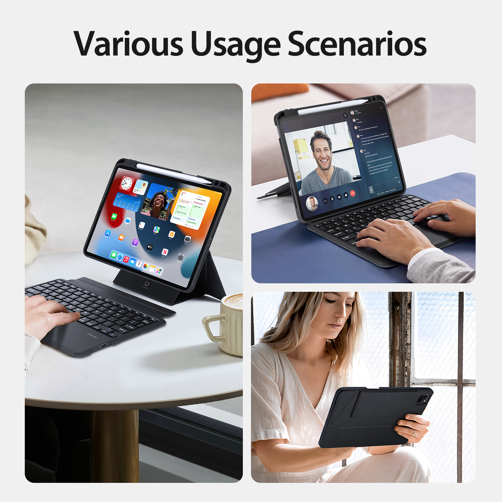 DUXDUCIS IPAD AIR 6 IPAD AIR 4/5/PRO 11 MAGNETIC FOLIO KEYBOARD BLACK ALBYBG-002 thumbnail 6