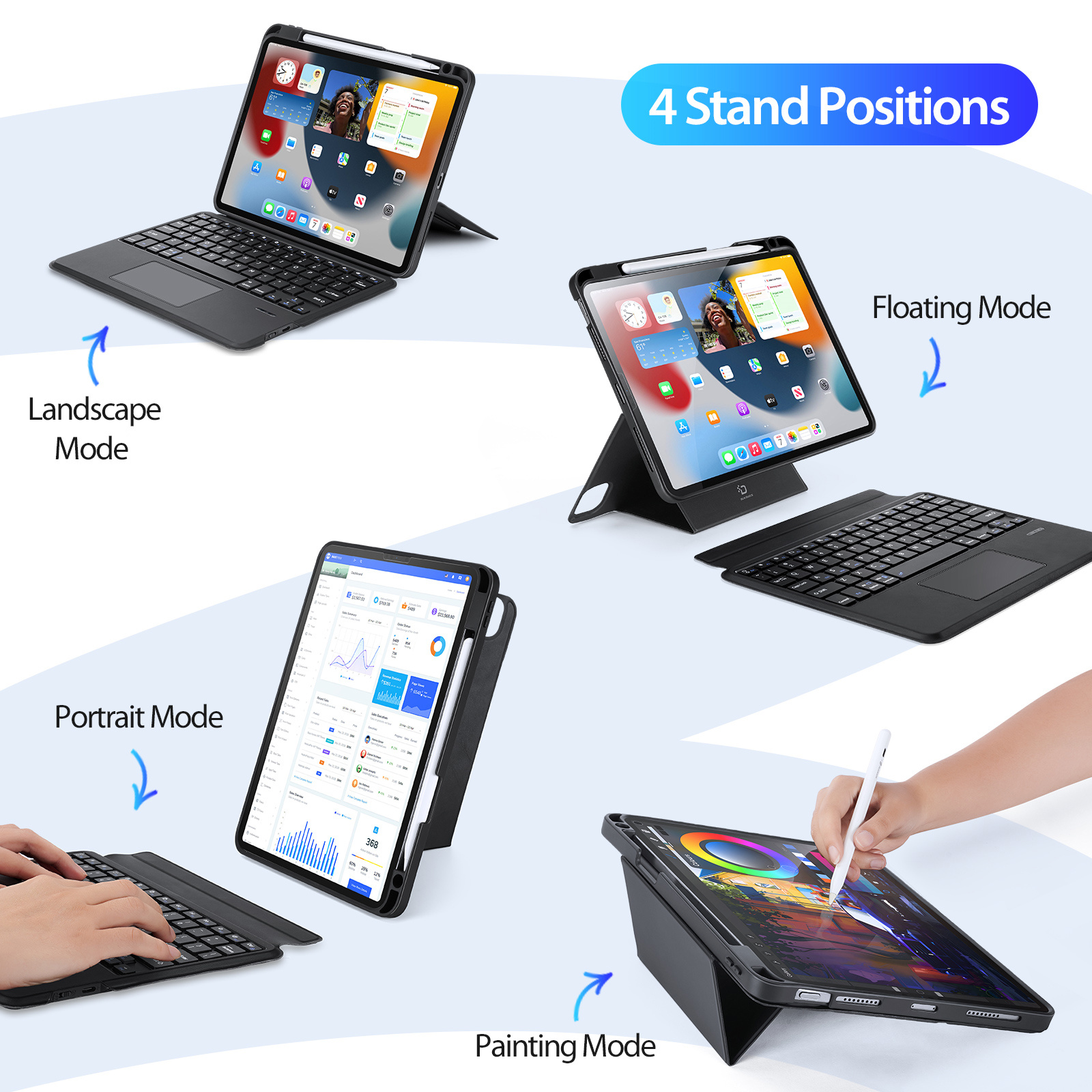 DUXDUCIS IPAD AIR 6 IPAD AIR 4/5/PRO 11 MAGNETIC FOLIO KEYBOARD BLACK ALBYBG-002 thumbnail 7