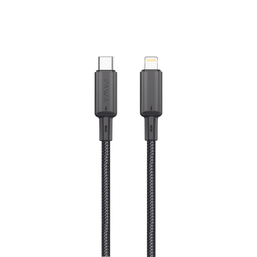 PAWA 30W USB C TO LIGHTNING QUICK CHARGING BRAIDED CABLE 1.2M PW122 BLACK PW-BTLT12CL-BK