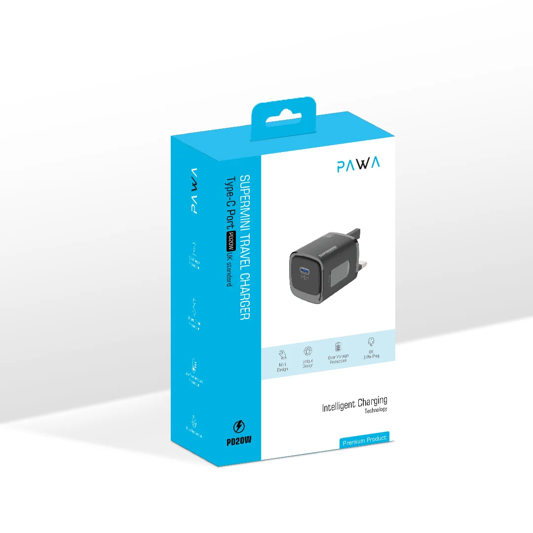 PAWA SUPERMINI TRAVEL CHARGER TYPE C PORT PD20W BLACK PW-TCSP20UK-BK thumbnail 5