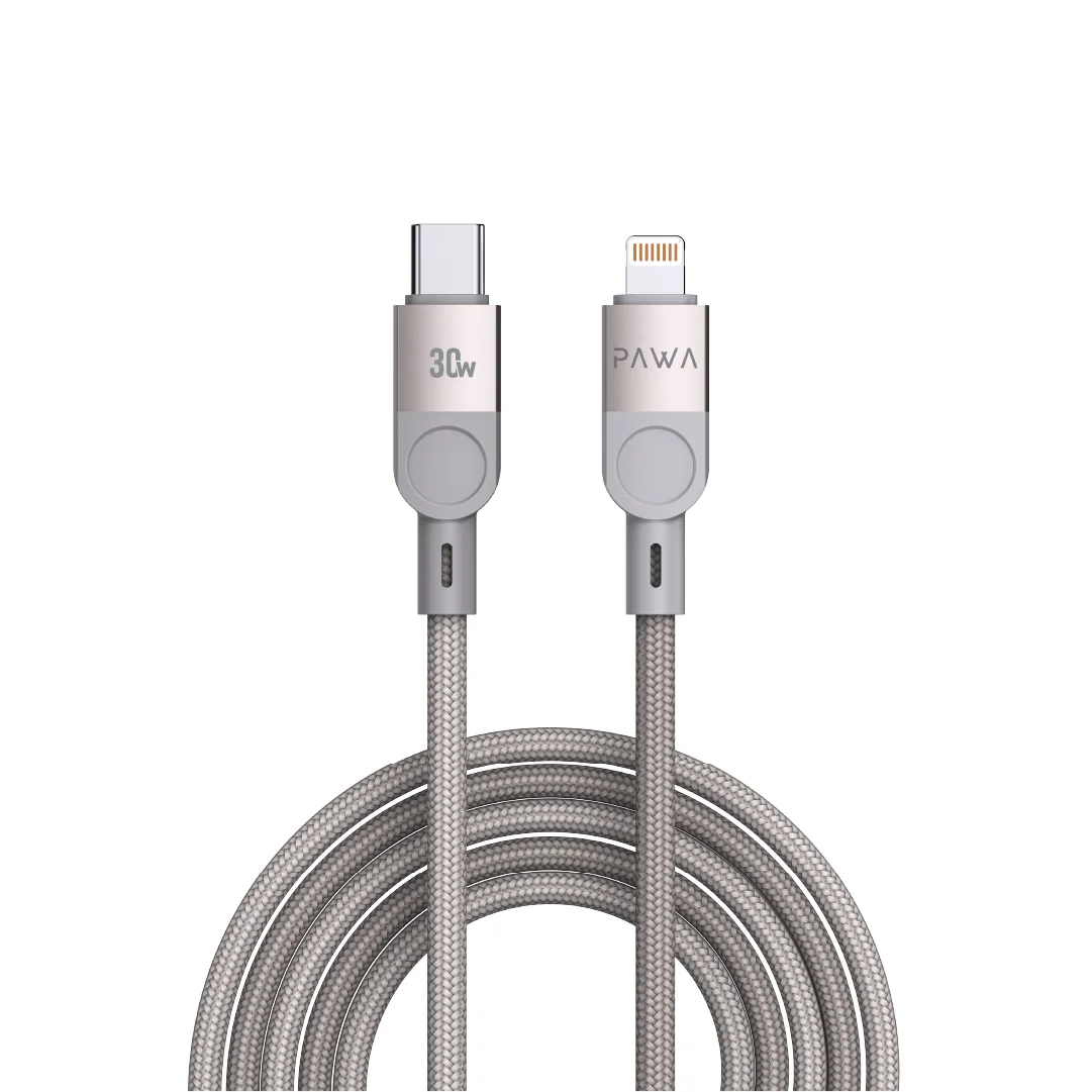 PAWA LEVIN USB C TO LIGHTNING BRAIDED CABLE 1.2M 30W GREY TITANIUM PW-12BDC254-GYTT