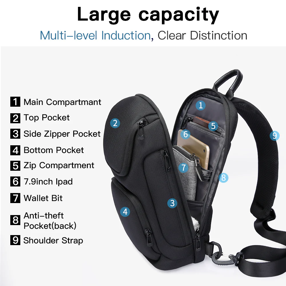 BANGE MESSENGER BAG GRAY BG-3097 thumbnail 3